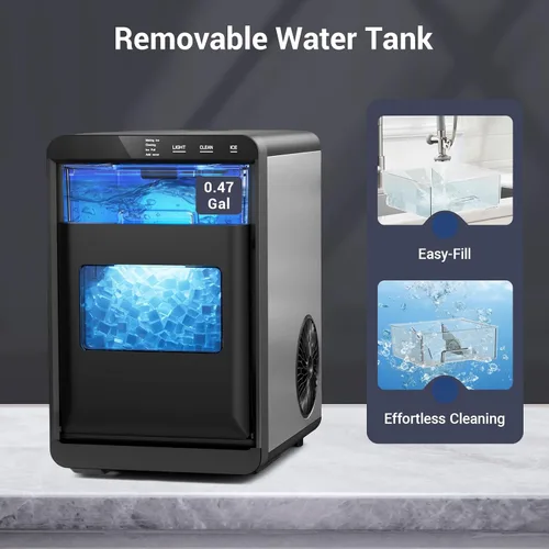 Miniatura 5 de Máquina de hielo de pepitas para encimera, 45 libras/24H con tanque de agua, máquina de hielo de guijarros, máquina de hielo de pellets