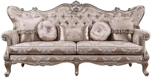 Miniatura 3 de Acme Jayceon Sofá capitoné de tela con 5 almohadas en beige champán
