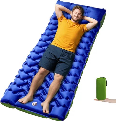 Miniatura 14 de Almohadilla de dormir para camping Oramoose, colchón inflable ultraligero de 4 pulgadas de grosor con almohada, almohadilla de dormir con bomba