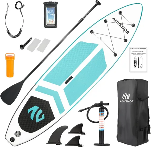 Tabla de Paddle Board de 11' x 33" x 6" Extra Ancha Inflable Stand Up Paddle Board con Bomba de Mano, Correa, Pala Ajustable Para Versión Básica,