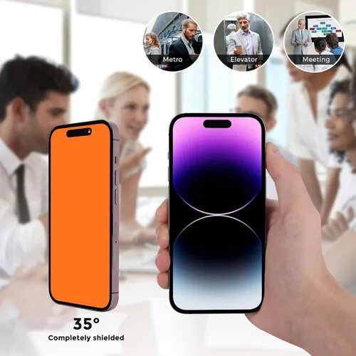 Miniatura 3 de Protector de pantalla de privacidad para iPhone 15 / iPhone 14 Pro - Protector de privacidad para la pantalla del teléfono celular con luz anti-azul