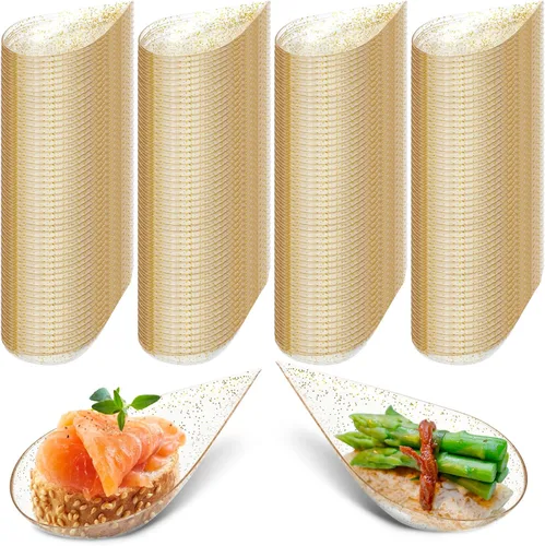Miniatura 13 de Tessco for you 800 piezas de cucharas de aperitivo de 4 pulgadas, mini platos de aperitivo reutilizables, cucharas de degustación, platos