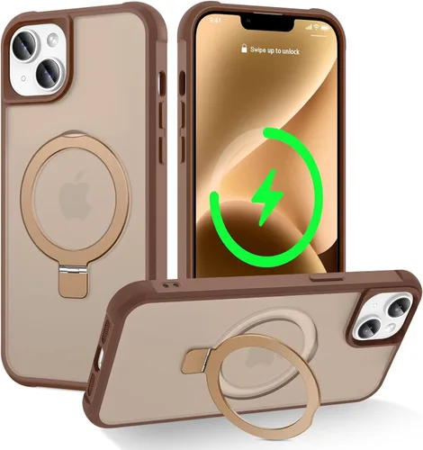 Miniatura 71 de CHAOFEnG Funda magnética compatible con iPhone 11 con soporte, prueba de caídas de grado militar, compatible con imán, anillo translúcido, parte