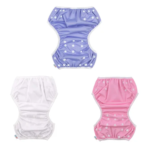 Miniatura 80 de Alva, Pañales de bebé para nadar, paquete de 2 unidades, talle único, reutilizable, lavable y ajustable de 0 a 36 meses. Tamaño de 10 a 40 lbs