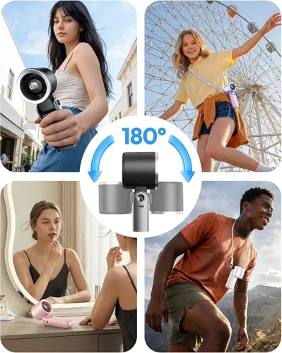 Miniatura 6 de Gaiatop Ventilador turbo portátil de mano, 21 horas de refrigeración, ventiladores de mano 4 en 1 plegables de 180°, mini ventiladores personales