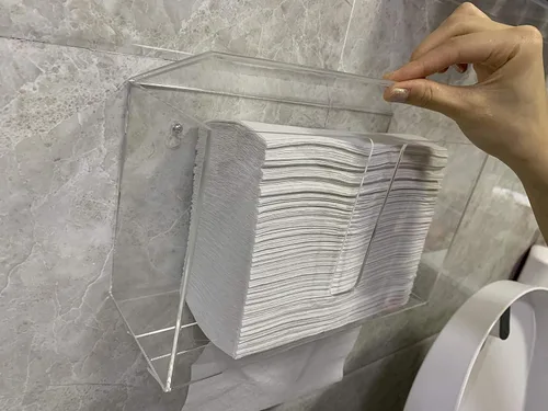 Miniatura 4 de Dispensador de toallas de papel acrílico Cq con tapa para montaje en pared, soporte de toallas de papel transparente para baño y cocina, apto