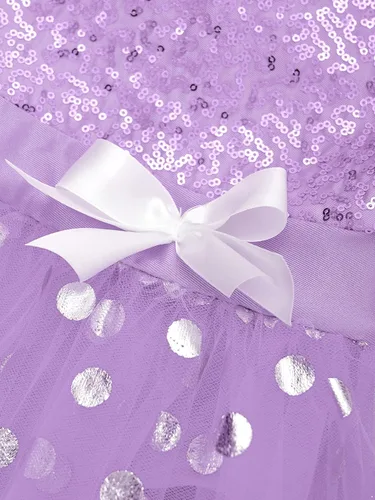 Miniatura 73 de CHICTRY Vestido tutú de ballet con lentejuelas brillantes para niñas y niñas, moderno disfraz de baile latino de jazz