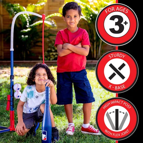 Miniatura 6 de Franklin Sports Grow-with-Me - Soporte de bateo de béisbol para niños + juego de base para jóvenes + niños pequeños - Juego de soporte de bateo