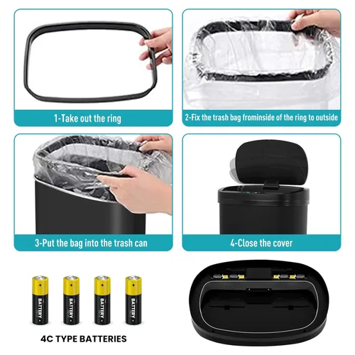 Miniatura 6 de Basurero automático de 13 galones para cocina con tapa, bote de basura sin contacto con sensor de movimiento - higiénico, control de olores