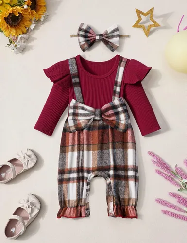 Miniatura 6 de Queenstyle Ropa de bebé niña de manga larga, overol lindo traje de bebé de 0 a 18 meses