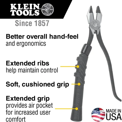Miniatura 2 de Klein Tools M2017CSTA Alicates de Hierrero de Cabeza Delgada, Fabricados en Estados Unidos, Agarre Acolchado Milkers, Cortadores Laterales