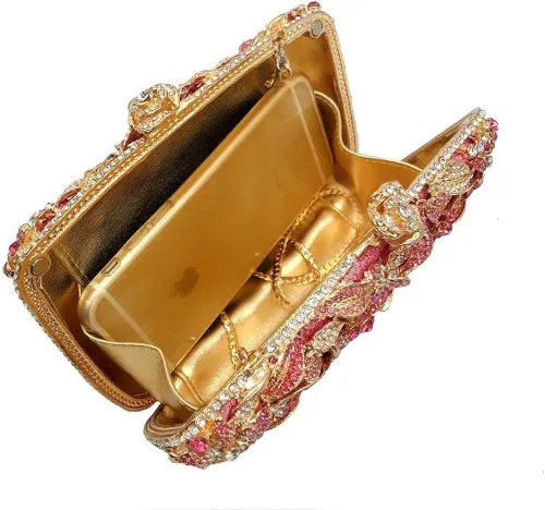 Miniatura 5 de DEBIMY Elegante bolsa de mano de noche con flores para bodas, fiestas, bolsas de noche con diamantes de imitación para mujeres, cócteles, fiestas