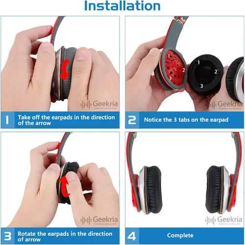 Miniatura 5 de Geekria QuickFit Almohadillas de repuesto para auriculares Beats Solo HD, almohadillas para los oídos, piezas de reparación con guía de video (negro)