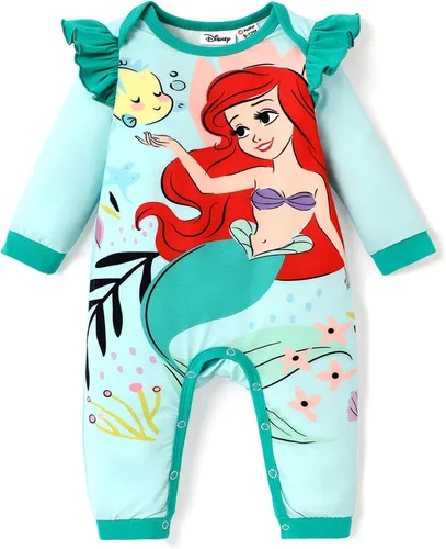 Disney Stitch Princess Cenicienta Ariel Minnie Winnie Baby Girls - Mameluco de manga larga con volantes para recién nacidos y niños pequeños