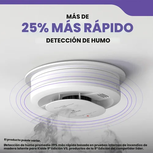 Miniatura 2 de Kidde - Detector de humo, funciona con pilas AA, indicadores de luz de advertencia LED, paquete de 1 unidad, blanco, 30CUAR