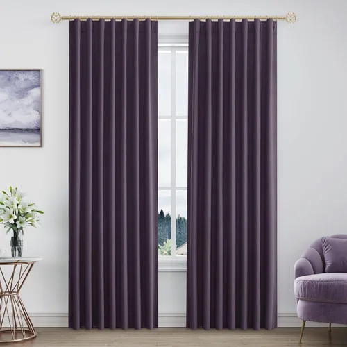 Miniatura 79 de Joywell - 2 cortinas de lino 100% opacas, con jareta/trabillas traseras/cinta para ganchos/anillas con clip, aislamiento térmico y ganchos