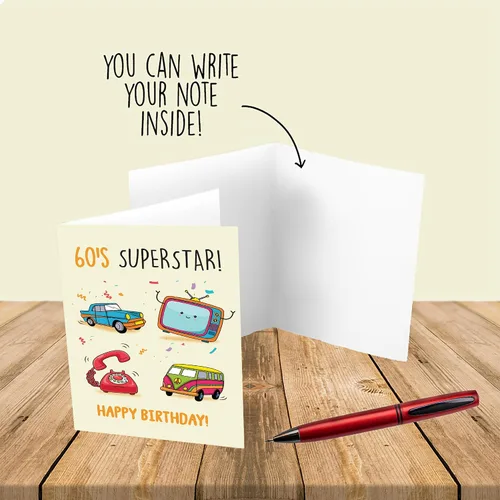 Miniatura 3 de Cheerin Tarjetas de felicitación de cumpleaños de los años 60 con sobre, divertida tarjeta de cumpleaños para abuela y abuelo, divertida tarjeta