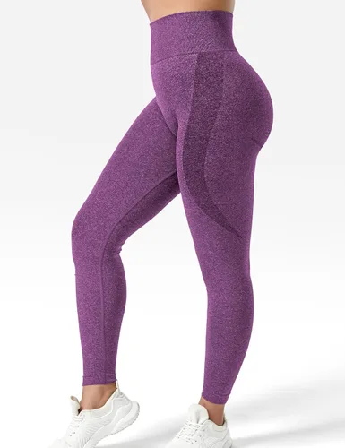 Miniatura 4 de YEOREO Leggings de entrenamiento sin costuras para mujer, pantalones de yoga con contorno de sonrisa de cintura alta