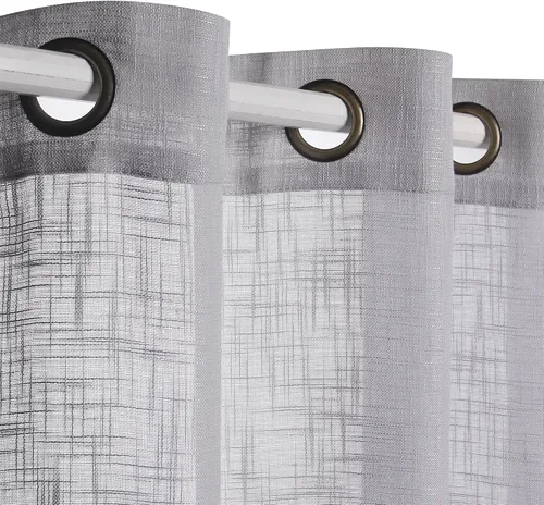 Miniatura 20 de Palma - Cortinas semitraslúcidas de lino para dormitorio de 63 pulgadas de largo, cortinas filtrantes de luz, ojales bronce, juego de 2 paneles