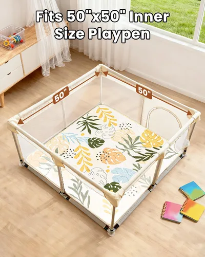 Miniatura 5 de Tapete de juego para bebé para piso, tapete portátil de espuma gruesa de 50 x 50 pulgadas, plegable para fácil de almacenar, tapete de juego