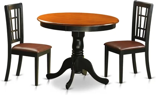 Miniatura 6 de East West Furniture ANNI3-BLK-C Juego de mesa de comedor de 3 piezas para espacios pequeños contiene una mesa de cocina redonda con pedestal y 2