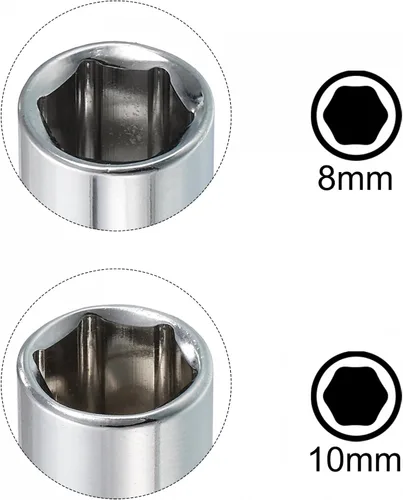 Miniatura 5 de uxcell Juego de 6 llaves de vaso poco profundas de 0.315 pulgadas y 0.394 pulgadas, métrico de 6 puntos, acero CR-V