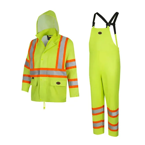 Miniatura 18 de Pioneer Hi Vis Traje de Lluvia Ligero Impermeable de Seguridad - Equipo de Lluvia Reflectante para Trabajo para Hombres y Mujeres Negro