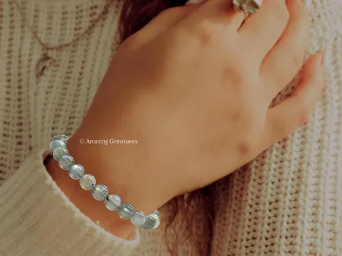 Miniatura 148 de Amazing Gemstone Pulsera de cristal para mujeres y hombres, pulsera de cristal curativo de protección, pulsera elástica con cuentas de piedras