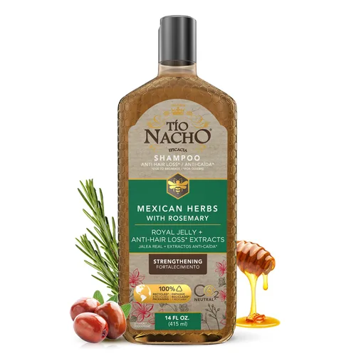 TIO NACHO Herbolaria Mexicana Shampoo fortalecedor de cabello, con jalea real, ginseng, aloe vera, trigo, jojoba, 14 onzas líquidas