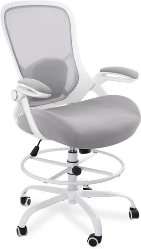 HYLONE Silla de dibujo resistente de 400 libras, asiento grueso de 5 pulgadas, silla de oficina con reposabrazos abatibles, silla ergonómica alta