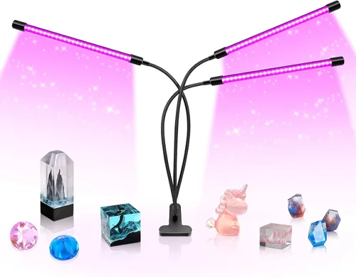 Miniatura 9 de Luz Negra LED de Doble Cabezal, Luminaria de Luz UV de 20W con Abrazadera, Lámpara de Cuello de Ganso UV de 395-405nm Alimentada por USB para Fiesta