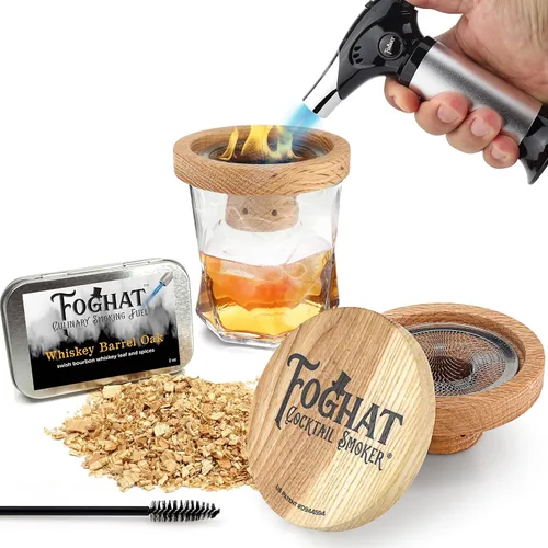 Miniatura 9 de Foghat Cocktail Smoker - Kit ahumador de cócteles Foghat con combustible de virutas de madera de roble de barricas de whiskey bourbon, nogal ginebra