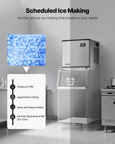 Miniatura 6 de VEVOR Máquina comercial para hacer hielo – Cabezal, máquina de hielo de acero inoxidable de 360 libras/día con autolimpieza, fabricación de hielo