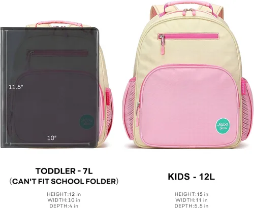 Miniatura 6 de mibasies Mochila para niñas y niños, ideal para niños y niñas, mochila para preescolar jardín de infantes y primaria, beige rosado, Niños-12L US