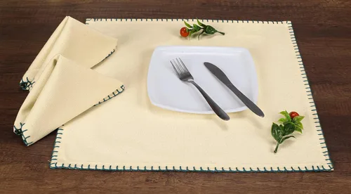Miniatura 3 de Native Fab Servilletas decorativas de tela bordada 100% algodón, juego de 4 unidades, suaves, absorbentes, lavables, servilletas de mesa