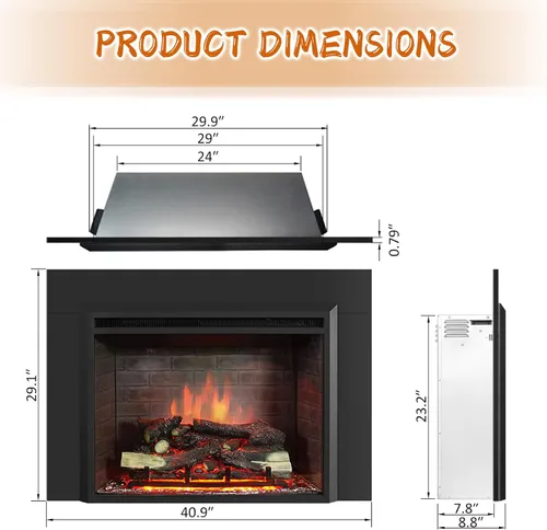 Miniatura 3 de PuraFlame Western - Chimenea eléctrica de 30 pulgadas con kit de molduras, sonido de chispas de fuego, tronco de resina, control remoto, calentador