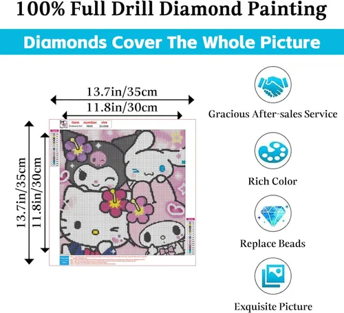 Miniatura 2 de PSCH Kits de arte de diamantes para adultos, kits de pintura de diamantes de dibujos animados para adultos, arte de diamantes de taladro completo