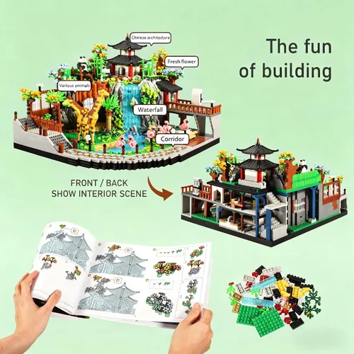 Miniatura 5 de Juego de bloques de construcción de zoológico con jirafa, panda, flamenco, 5000 unidades para adultos o adolescentes a partir de 14 años, kit