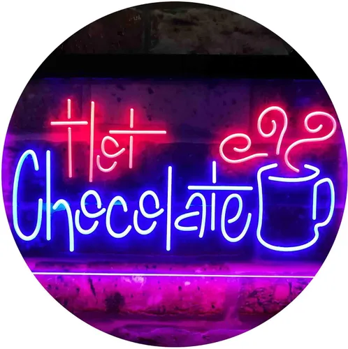 Miniatura 11 de ADVPRO Señal de neón LED de doble color para bebida de chocolate caliente, azul y rojo, 12 x 8 pulgadas st6s32-i3831-br