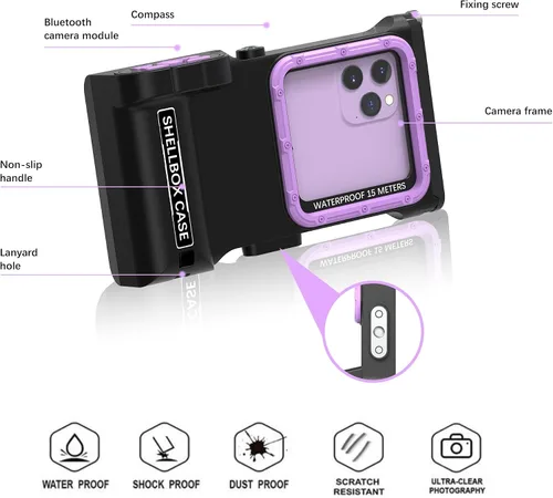 Miniatura 5 de ShellBox Case Funda de buceo de 3ª generación para Samsung Galaxy y iPhone Series, teléfonos universales [4.9-6.9 pulgadas], buceo de 49.2 ft/50