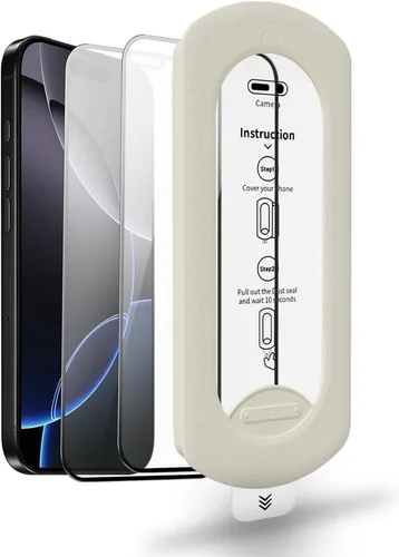 Miniatura 15 de Protector de pantalla de vidrio templado para iPhone 17 Pro con kit de alineación automática, polvo automático, grado militar 9H+ inastillable