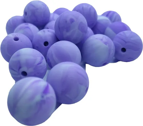 Miniatura 43 de Cuentas de perlas de silicona focales para bolígrafo, 100 cuentas redondas de silicona sueltas de 0.59 pulgadas a granel para llavero, mamá mujer
