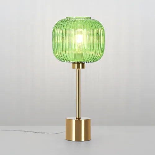 Miniatura 9 de Lámpara de mesa de cristal verde con 3 vías regulable y control táctil, lámpara de mesita de noche vintage moderna de mediados de siglo