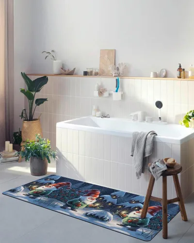 Miniatura 4 de Tapete de baño de gnomos de invierno para bañera, tapete antideslizante de secado rápido y absorbente, tierra de diatomeas, fregadero, dormitorio