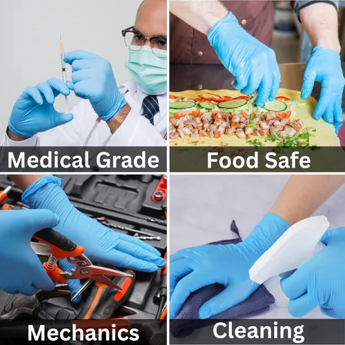 Miniatura 5 de Guantes de examen de nitrilo sin látex y sin polvo, guantes desechables para limpieza, seguros para alimentos, uso médico, 4 mil