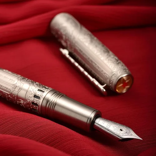 Miniatura 3 de Hongdian 100 - Pluma estilográfica de acero plateado con pistón, punta extra fina de iridio para caligrafía, plumas de escritura suave, bonita pluma