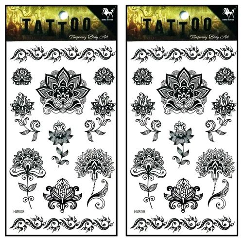 Miniatura 13 de Tatuajes 2 hojas de luna sol estrellas sobre amarillo azul impermeable tatuaje falso temporal pegatinas arte corporal extraíble para hombres mujeres