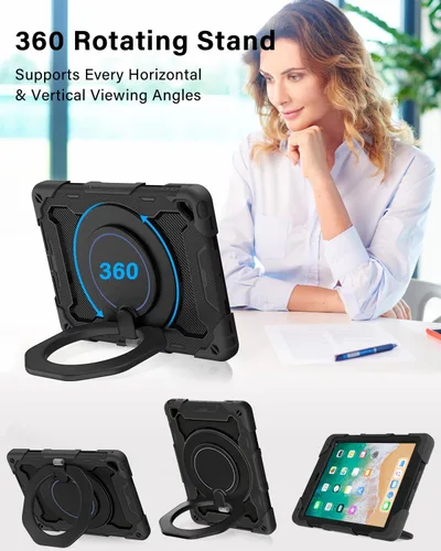 Miniatura 3 de ROISKIN Funda para iPad de 6ª y 5ª generación de 9.7 pulgadas, Pro 9.7, Air 2 con soporte giratorio 360 y correa de mano