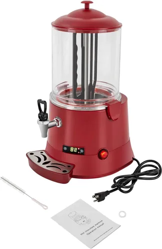Miniatura 5 de Dispensador comercial de chocolate caliente de 10 L, calentador de bebidas calientes, máquina para hacer chocolate caliente, olla de bebidas Rojo