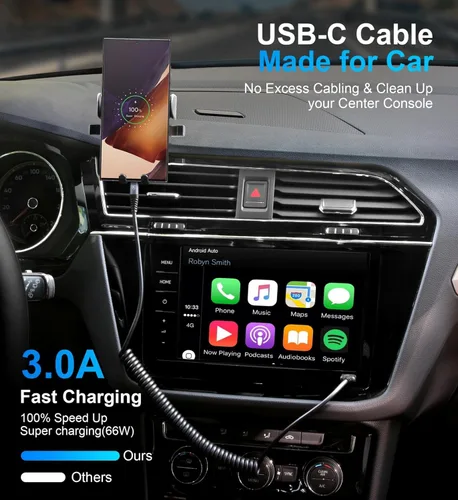 Miniatura 2 de Cable de carga USB tipo C de carga rápida, [2 paquetes, 3 pies] Cable de carga USB A a tipo C enrollado para automóvil USB-C compatible con iPhone